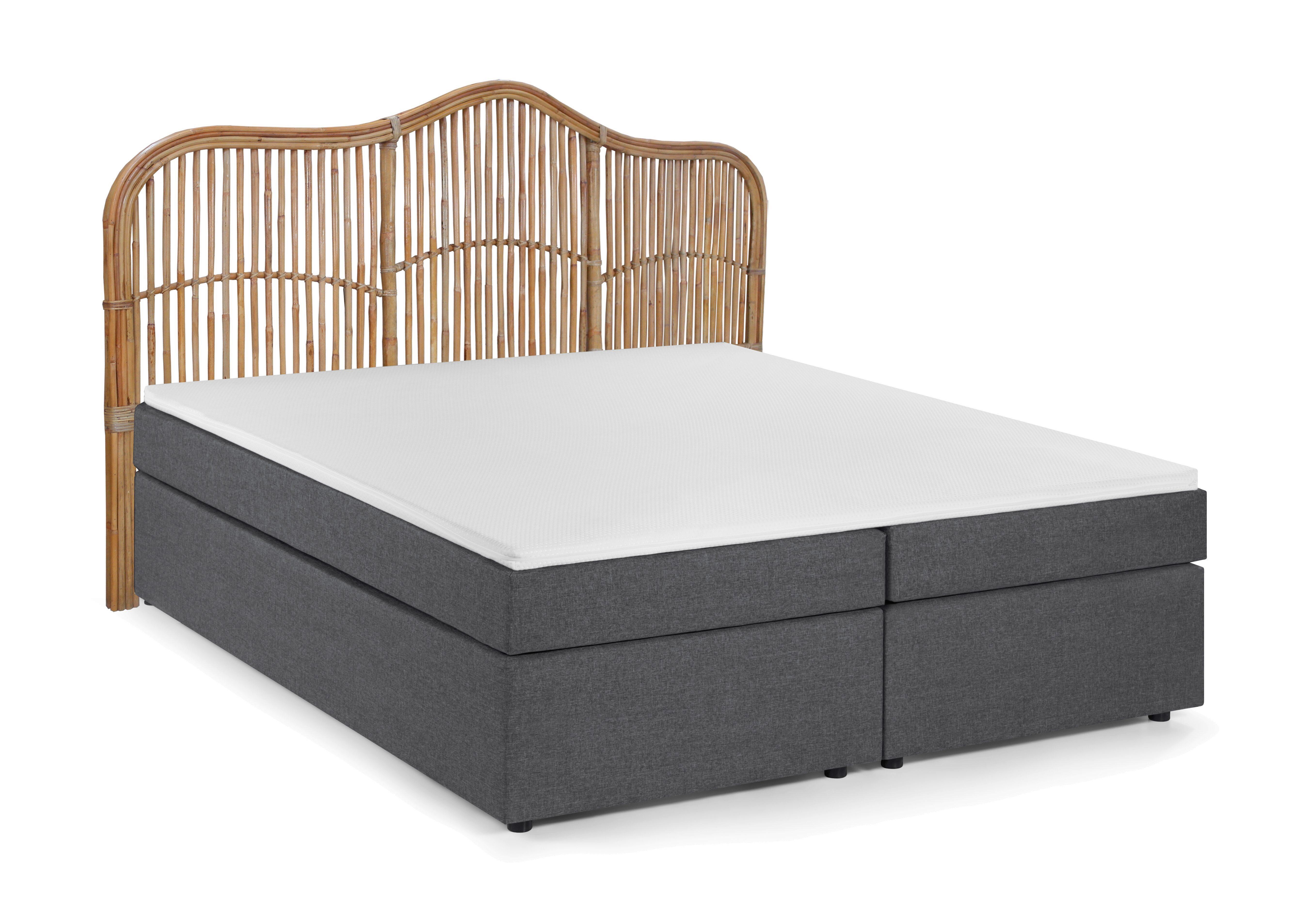 Boxspringbett Naturfarben /Dunkelgrau 180x200cm - Dunkelgrau/Schwarz, Basics, Holz/Textil (180/200cm) - Livetastic