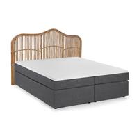 Boxspringbett Naturfarben /Dunkelgrau 180x200cm - Dunkelgrau/Schwarz, Basics, Holz/Textil (180/200cm) - Livetastic