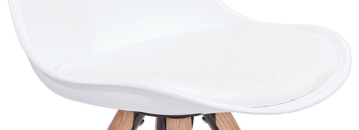 Schalenstuhl Levi Weiß Lederlook Echtholz Beine - Eichefarben/Weiß, MODERN, Holz/Kunststoff (48/81/57cm) - Ondega