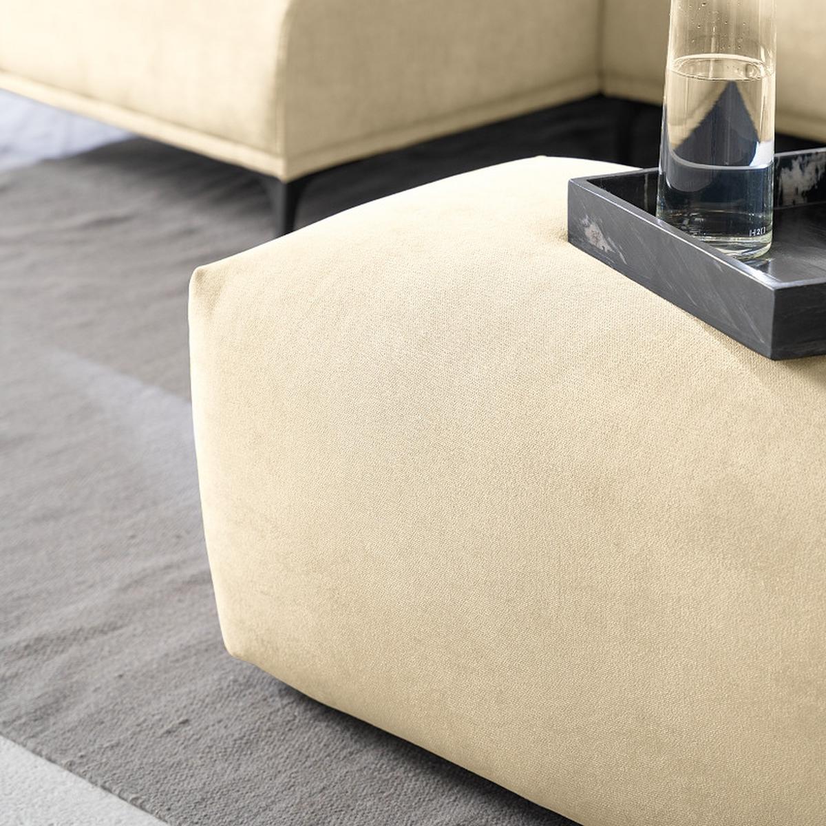Hocker Bolt, Beige B 102 cm - Beige/Schwarz, MODERN, Textil (102/41/52cm) - Trendmanufaktur