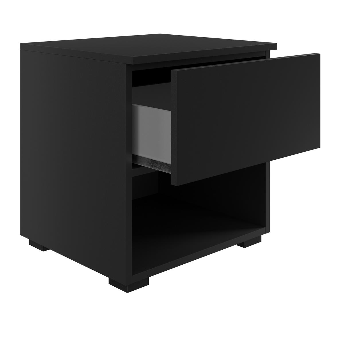 Nachtkästchen Unit In Anthrazitmit 1 Lade - Anthrazit/Anthrazit Hochglanz, MODERN, Holzwerkstoff (45/46/42cm) - Ondega