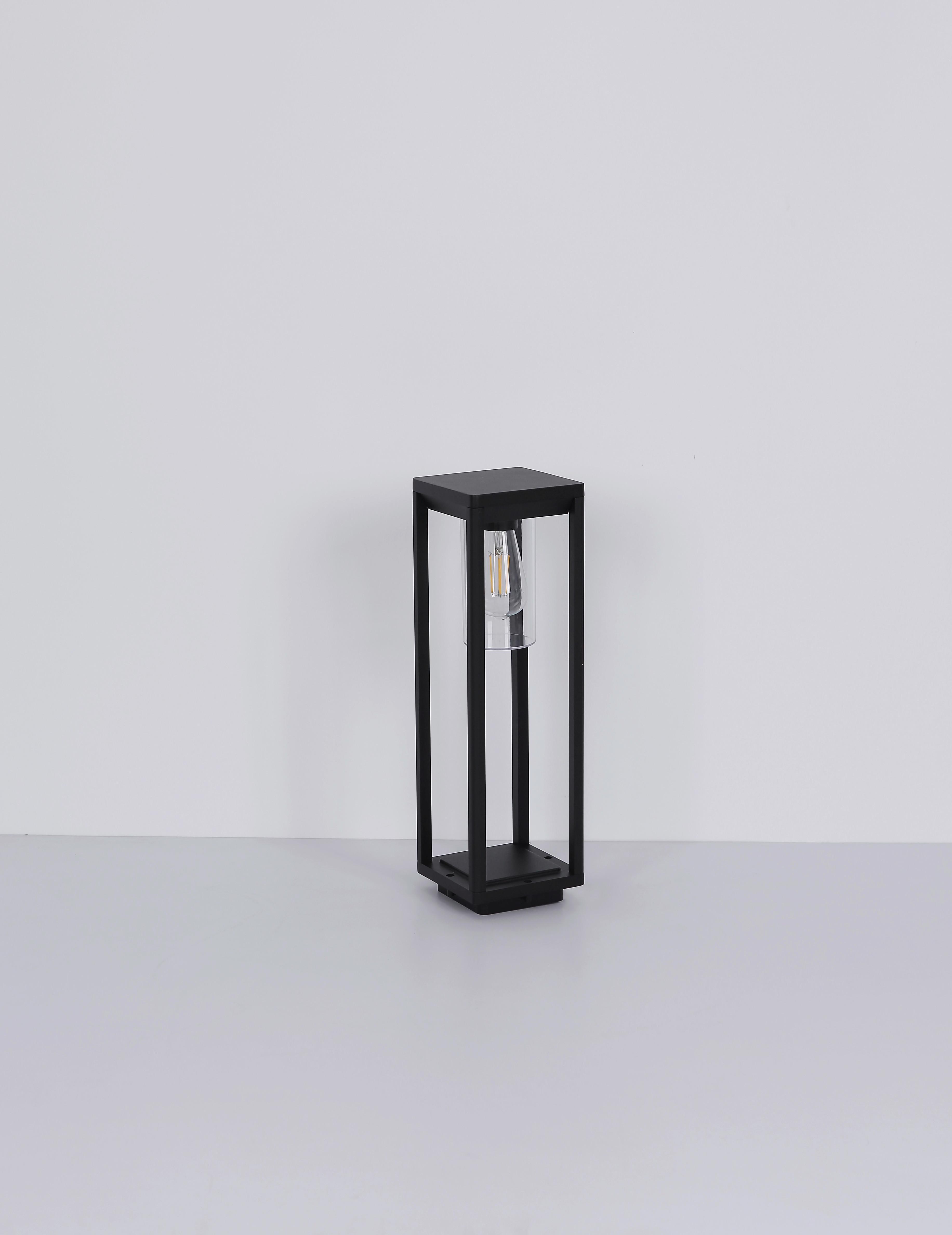 Außenleuchte Candela 15 Watt Aluminium - Klar/Schwarz, Basics, Kunststoff/Metall (15/15/50cm) - Globo