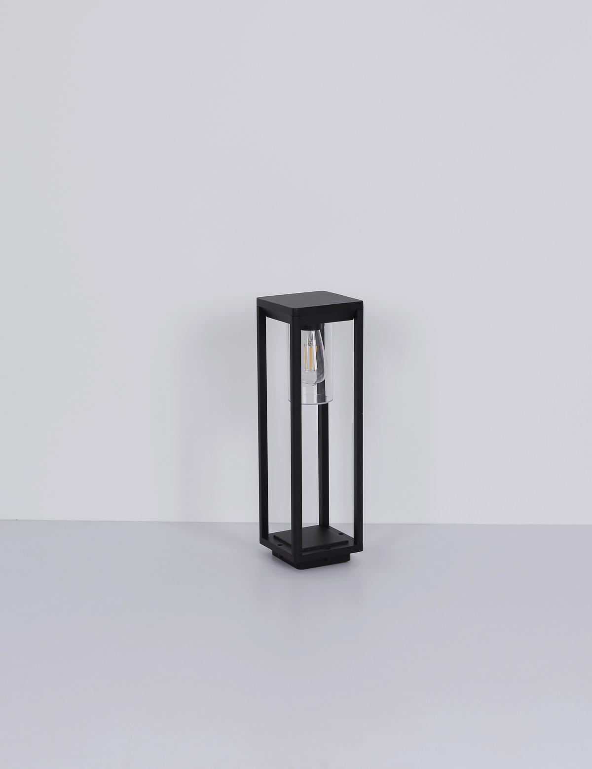 Außenleuchte Candela 15 Watt Aluminium - Klar/Schwarz, Basics, Kunststoff/Metall (15/15/50cm) - Globo
