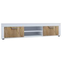 Lowboard Usilo Weiß Honigeiche Dekor - Honigeiche/Schwarz, Design, Holzwerkstoff (160/37/45cm) - MID.YOU