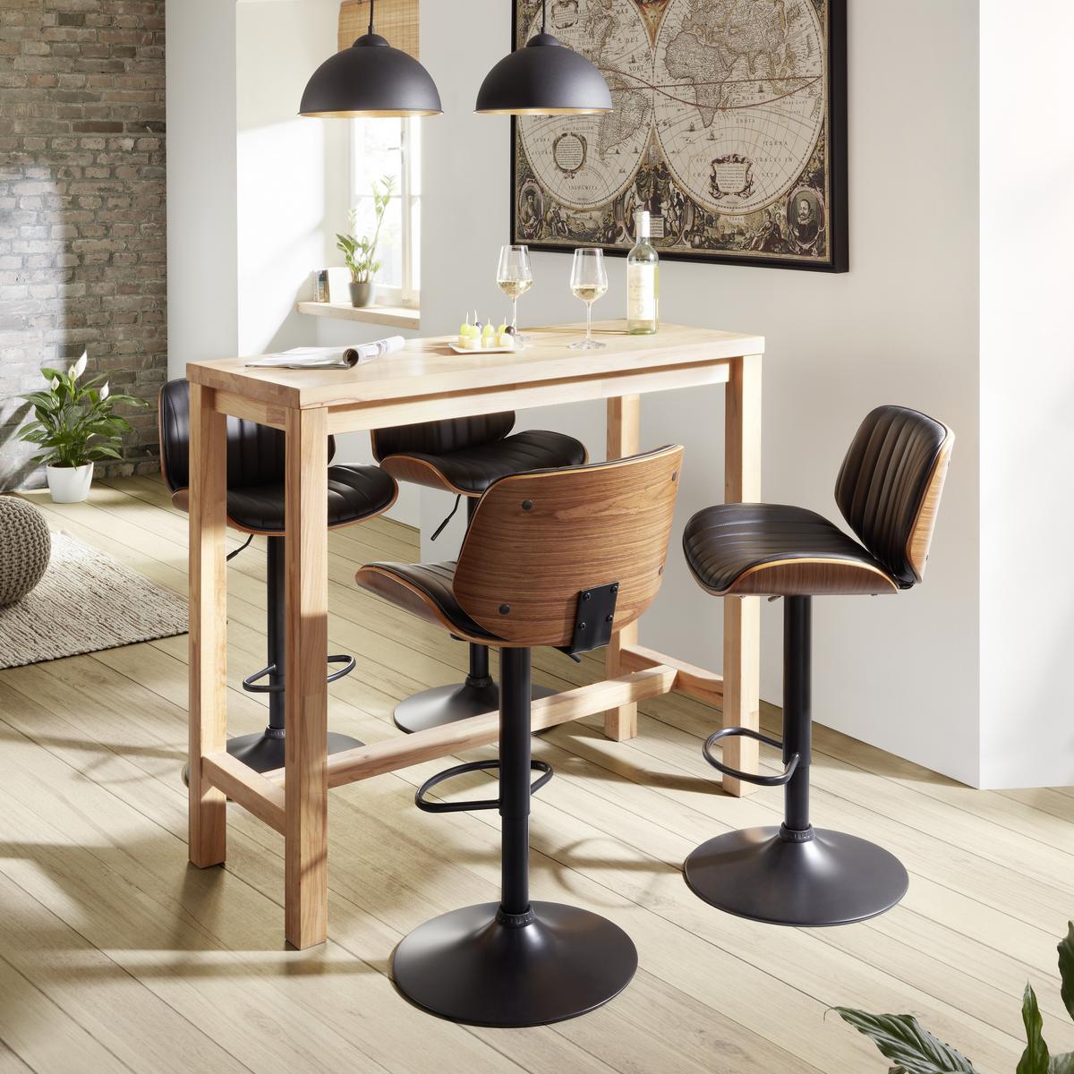 BAROVÁ ŽIDLE JEFF - černá/barvy vlašských ořechů, Lifestyle, kov/dřevo (47/87-108/50cm) - Premium Living