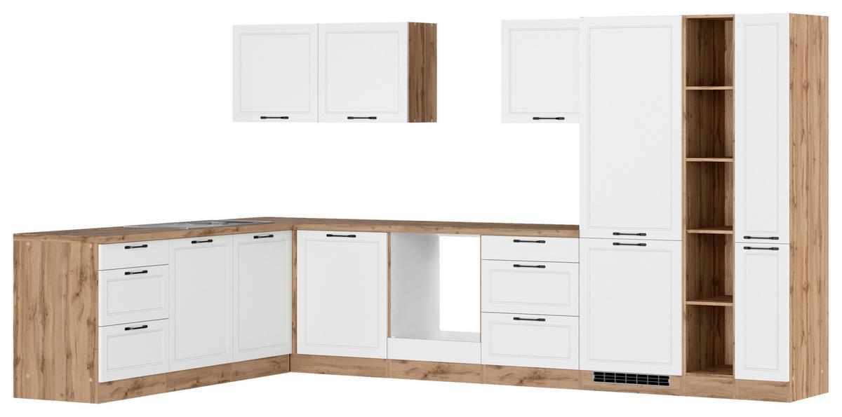 Eckküche Meran Ohne Geräte 240x360 Cm Weiß/eiche Dekor - Eiche Wotan/Weiß, LIFESTYLE, Holzwerkstoff (240/360cm) - Held