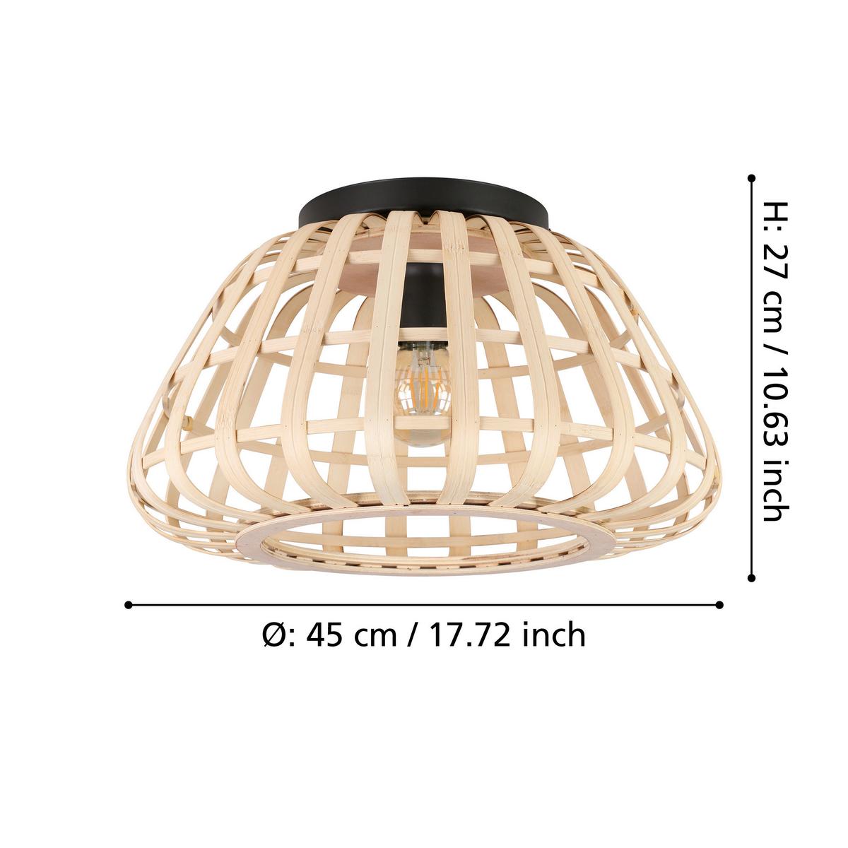 STROPNÉ SVIETIDLO MONTEZUELO - čierna, Natur, kov/drevo (45/26,5cm)