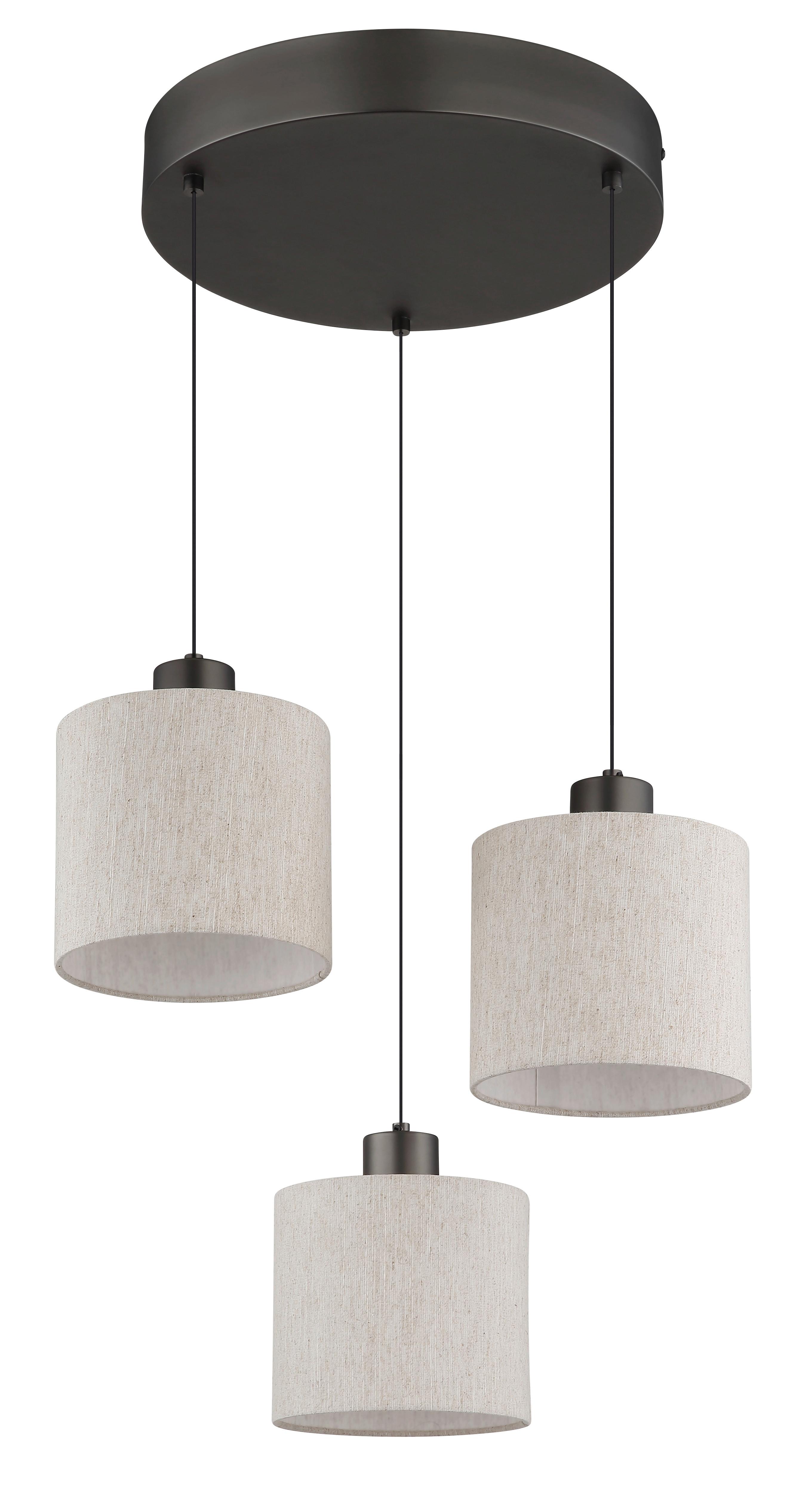 LED-HÄNGELEUCHTE 3000K, warmweiß - Schwarzchrom/Creme, Design, Kunststoff/Textil (49/80-180cm) - Globo