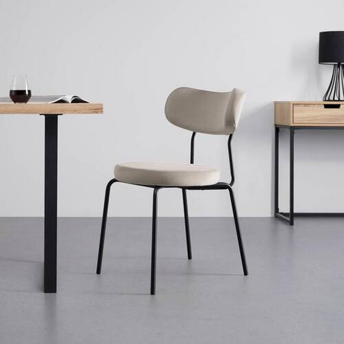 Sametová židle Lea - hnědá/béžová - černá/béžová, Moderní, kov/dřevo (51/82/63cm) - Bessagi Home