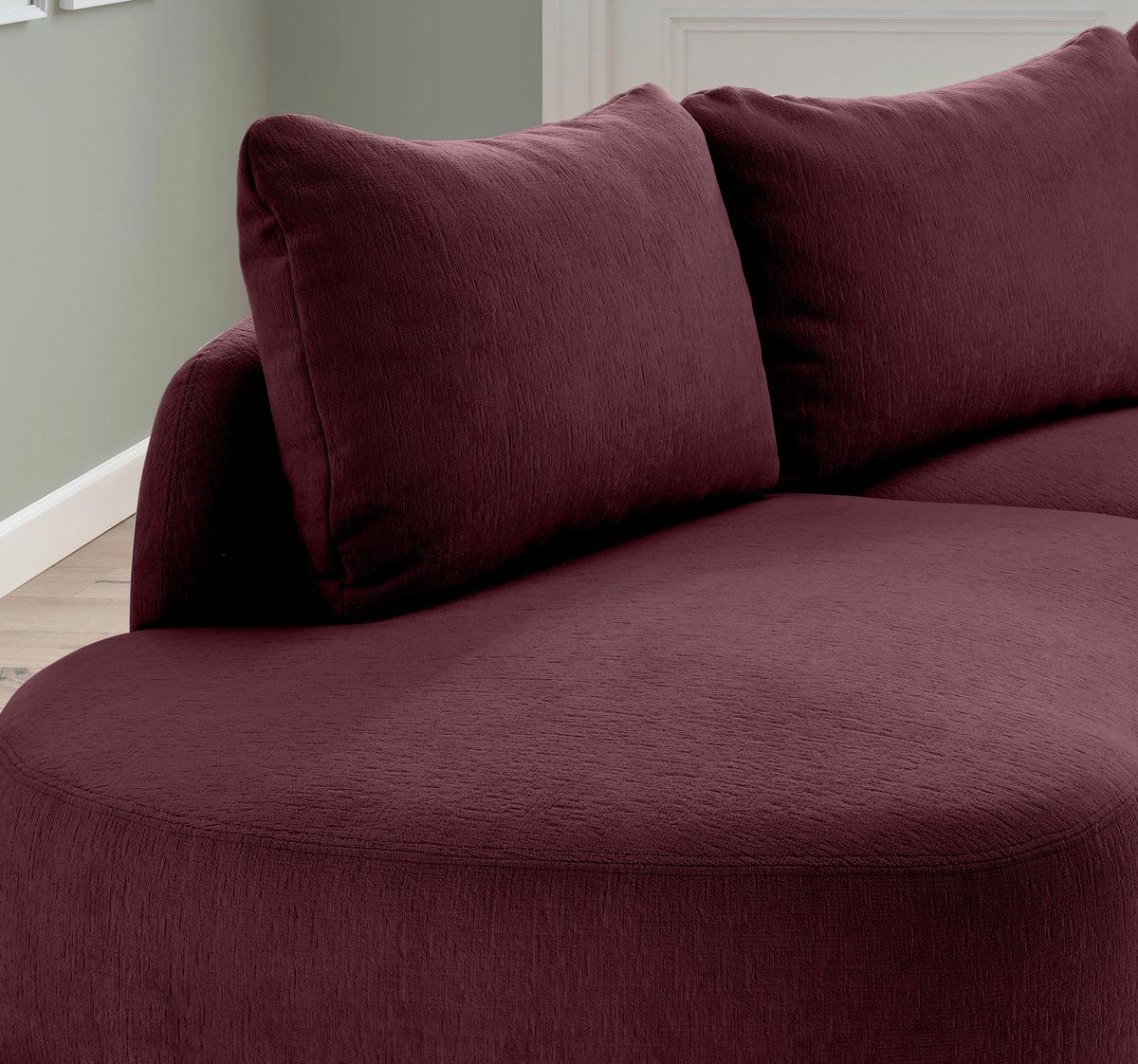 Ecksofa Doppo, Bordeaux S: 250x139 cm - Bordeaux/Schwarz, MODERN, Textil (250/139cm) - Livetastic