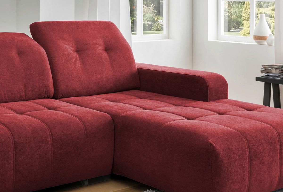 Ecksofa Vicari Rot S: 185x292 Cm - Rot/Schwarz, MODERN, Textil (185/292cm) - Livetastic
