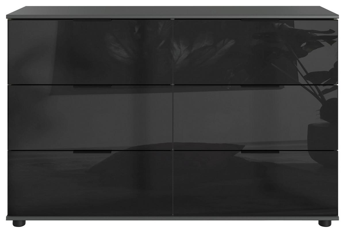 Komód Barcelona 130/80cm - grafitszürke/fekete, Basics, faalapú anyag/üveg (130/83/41cm) - Livetastic