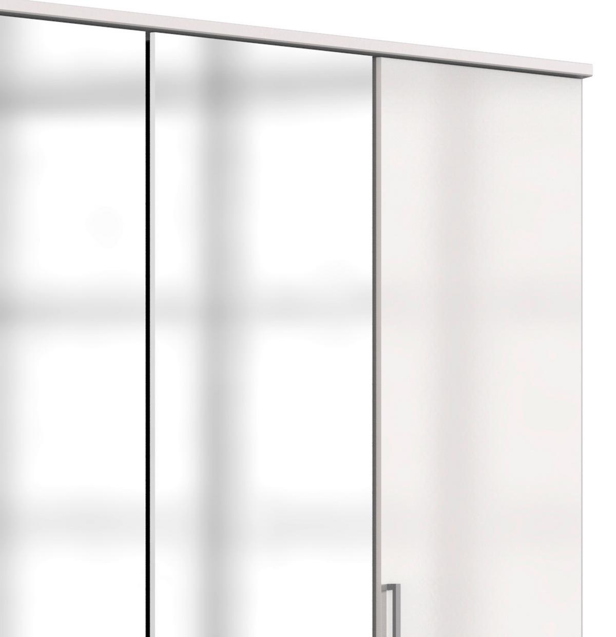 Drehtürenschrank Mit Spiegel + Laden B: 179 Cm Clack, Weiß - Weiß Hochglanz/Silberfarben, Basics, Holzwerkstoff (179/199/58cm) - MID.YOU