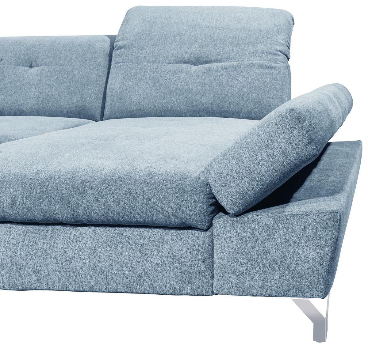 Ecksofa Melfi Blau U: 245 cm - Blau/Silberfarben, MODERN, Textil (245/350/168cm) - MID.YOU