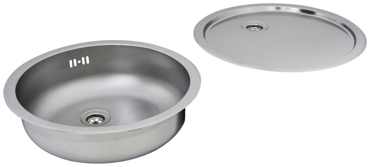 Spüle Respekta Rundbeckenset - Edelstahlfarben, Trend, Metall (44,6/17/44,6cm) - Respekta