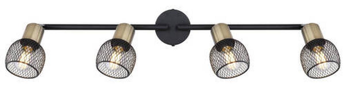 Strahler Fiastra 4-Flammig verstellbar L: 60 cm - Schwarz, Basics, Metall (60/8/15cm) - Globo