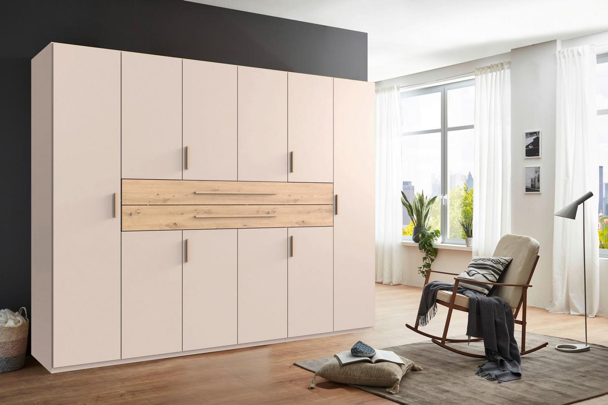 Šatníková skriňa LUMIO, šírka 270 cm - kašmírová/dub artisan, Konventionell, kompozitné drevo (270/208/58cm) - Modern Living