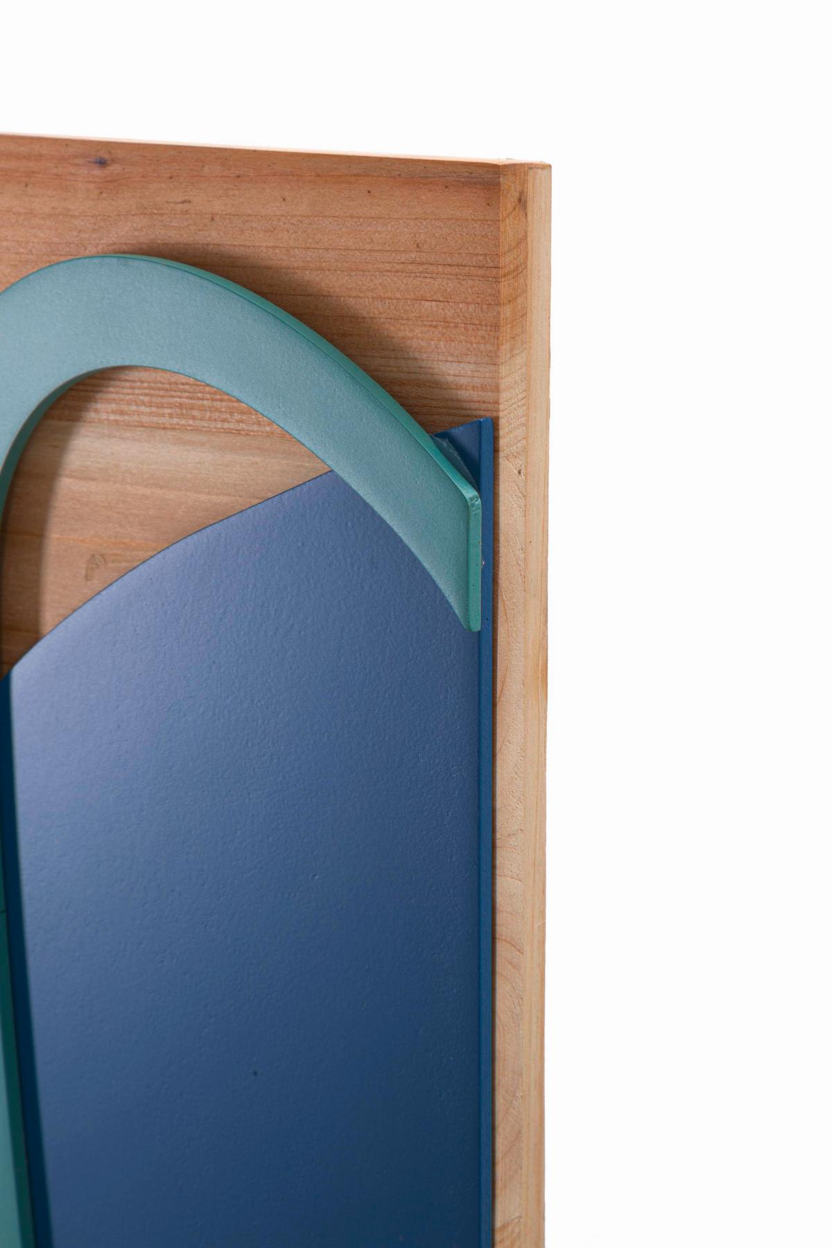 Wanddeko Wood Color Blau, Gelb, Naturfarbe B: 80cm - Blau/Gelb, Basics, Holz/Metall (80/50/2.5cm)