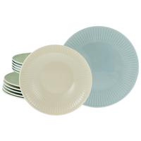 Tafelservice Valencia 12--Teilig., Creme, Grün, Blau - Pastellblau/Pastellgrün, Basics, Keramik - Creatable
