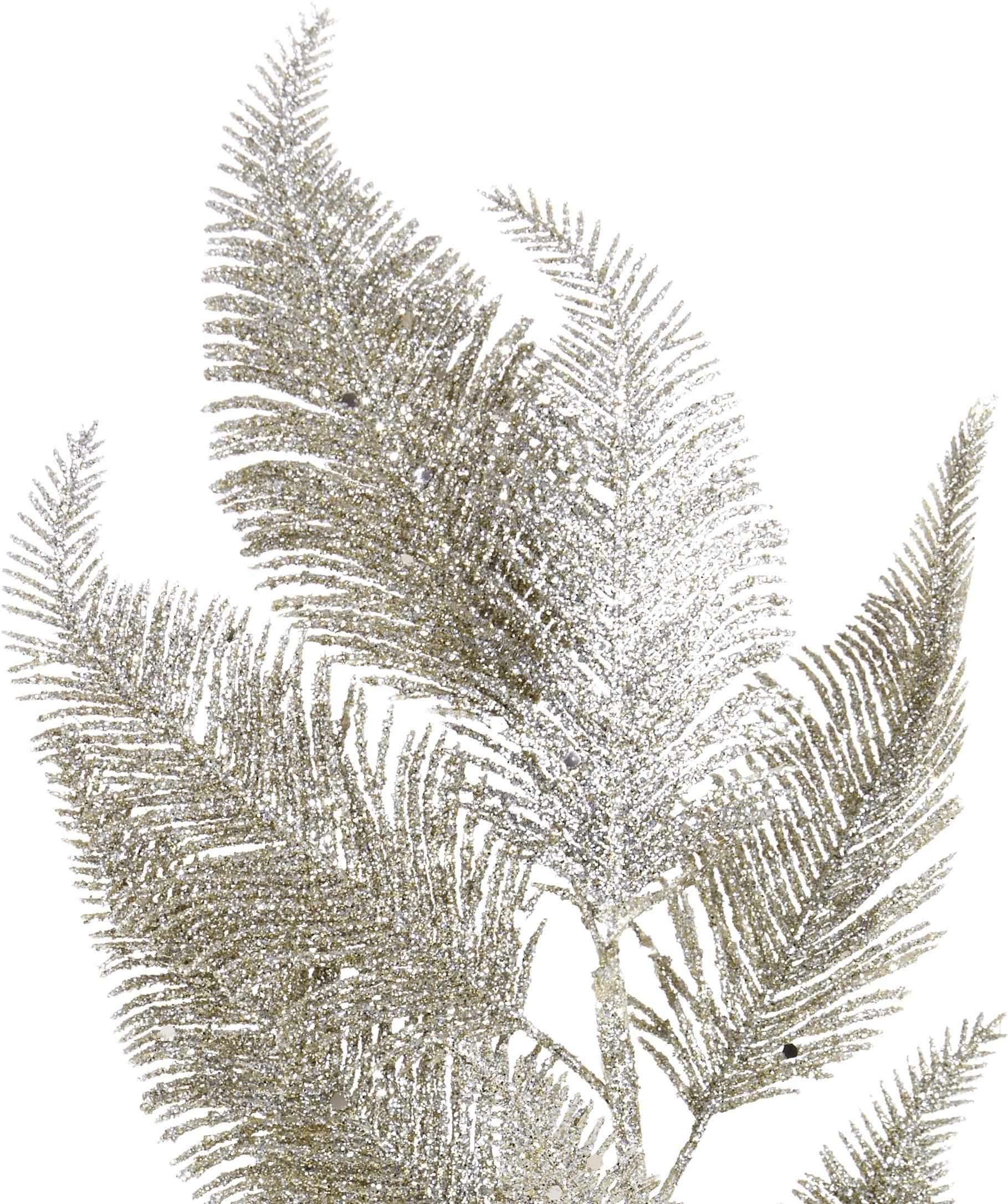 Dekozweig Farn Silber/Gold L: 65 cm - Silberfarben/Goldfarben, Basics, Kunststoff (15/65cm)
