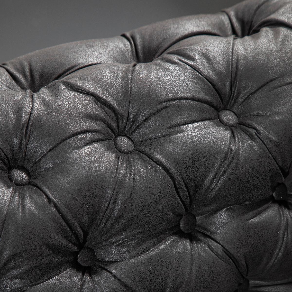 Chesterfield-Sofa Slopes Dunkelgrau 3-Sitzer - Dunkelgrau/Dunkelbraun, KONVENTIONELL, Textil (203/79/93cm) - Livetastic