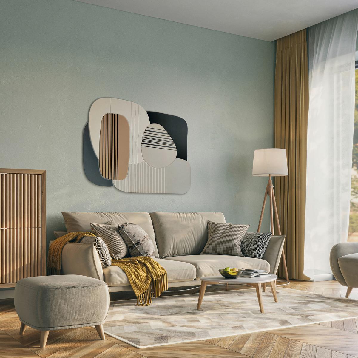Akustický panel MARLA - černá/béžová, textil (90/120cm) - Premium Living