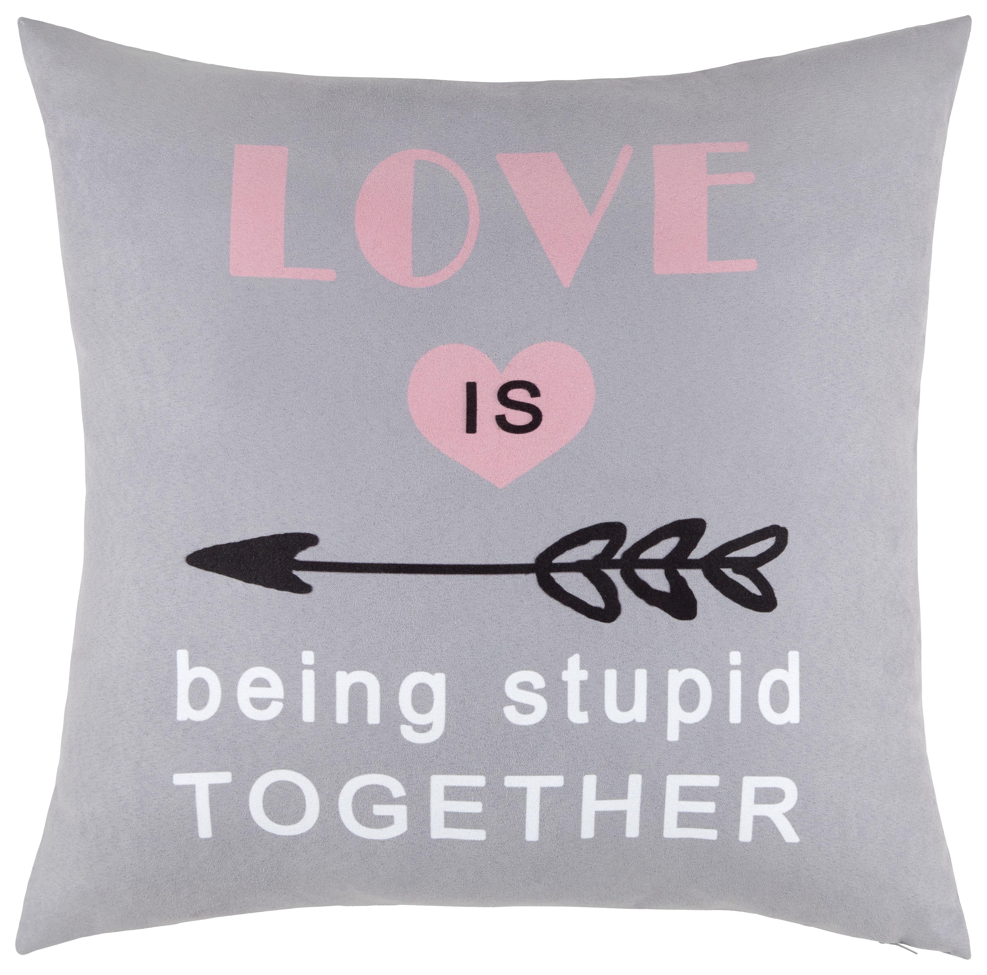DEKORAČNÍ POLŠTÁŘ S NÁPISEM - šedá/bílá, textil (45/45cm) - Modern Living
