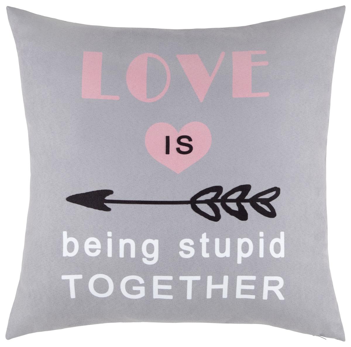 DEKORAČNÍ POLŠTÁŘ S NÁPISEM - šedá/bílá, textil (45/45cm) - Modern Living
