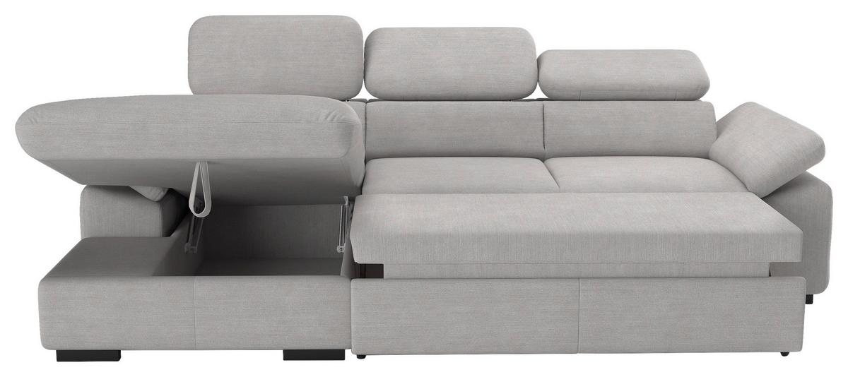 Ecksofa Lola, Hellgrau S: 165x250 Cm - Hellgrau/Schwarz, Design, Textil (165/250cm) - Livetastic