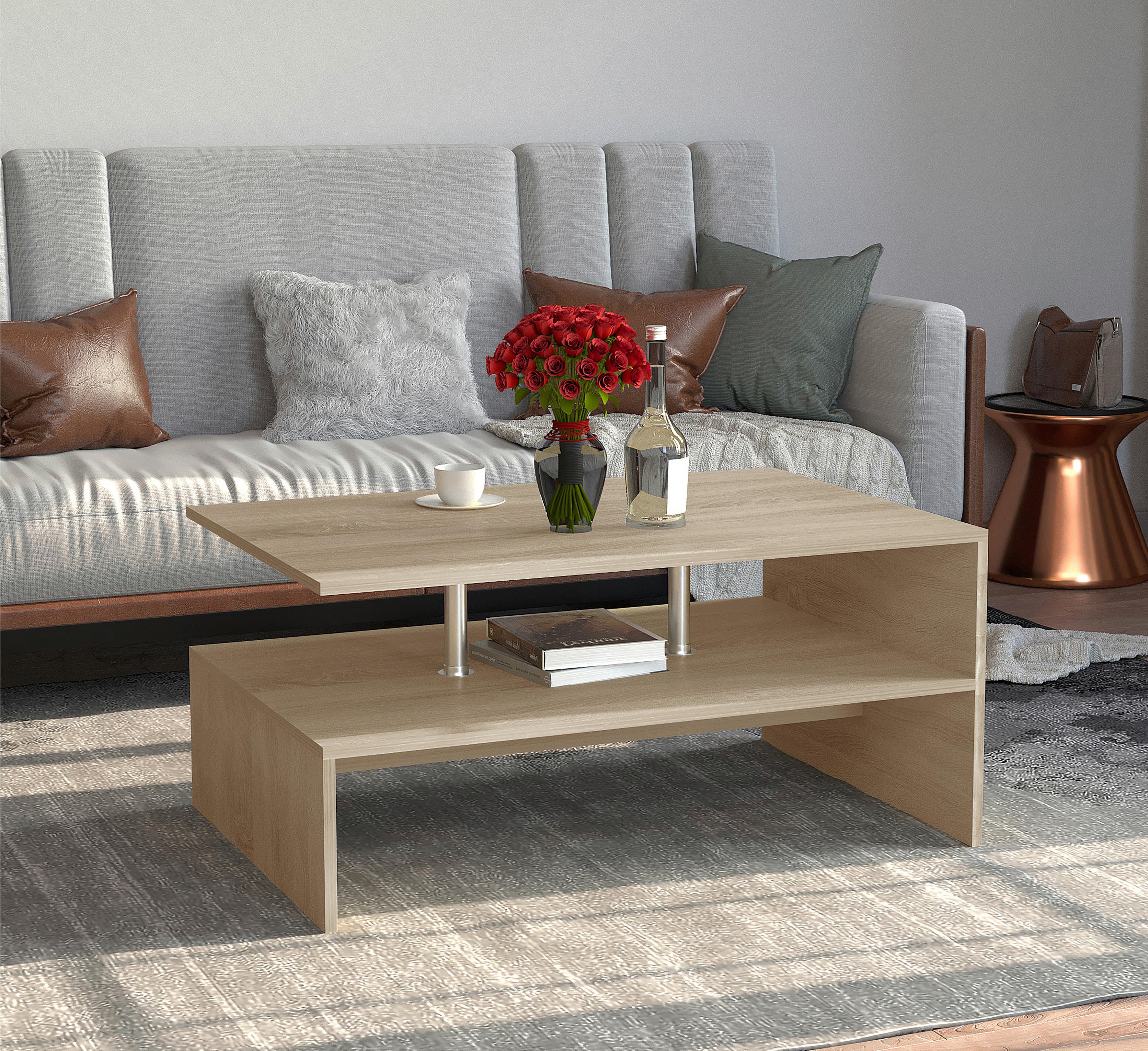 Couchtisch Maliso Sonoma Eiche Dekor - Sonoma Eiche, Design, Holzwerkstoff (90/60/42cm) - MID.YOU