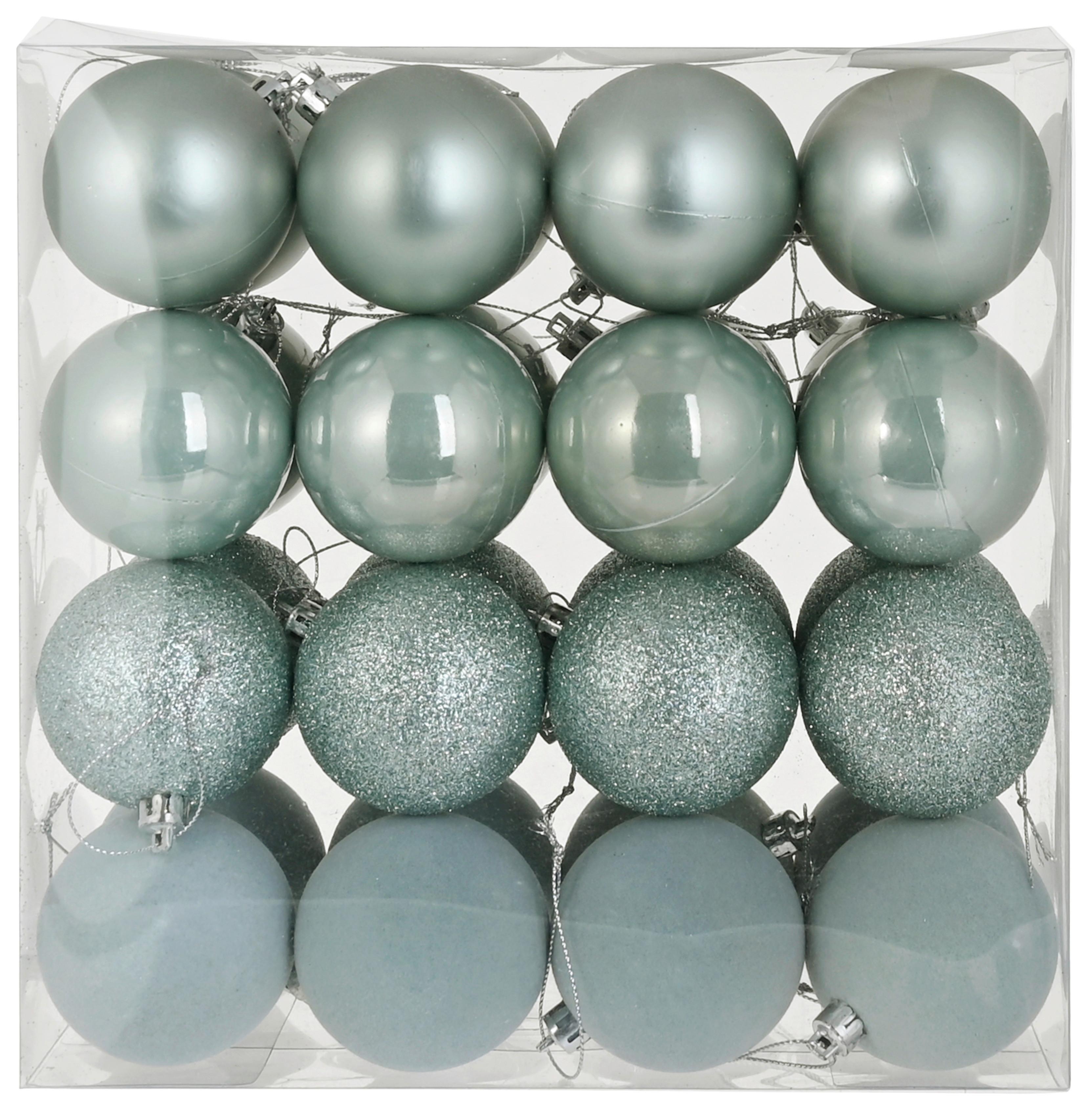 Baňa na vánoční stromeček 32 ks/ bal - modrá, Konvenční, plast (6cm) - Mömax