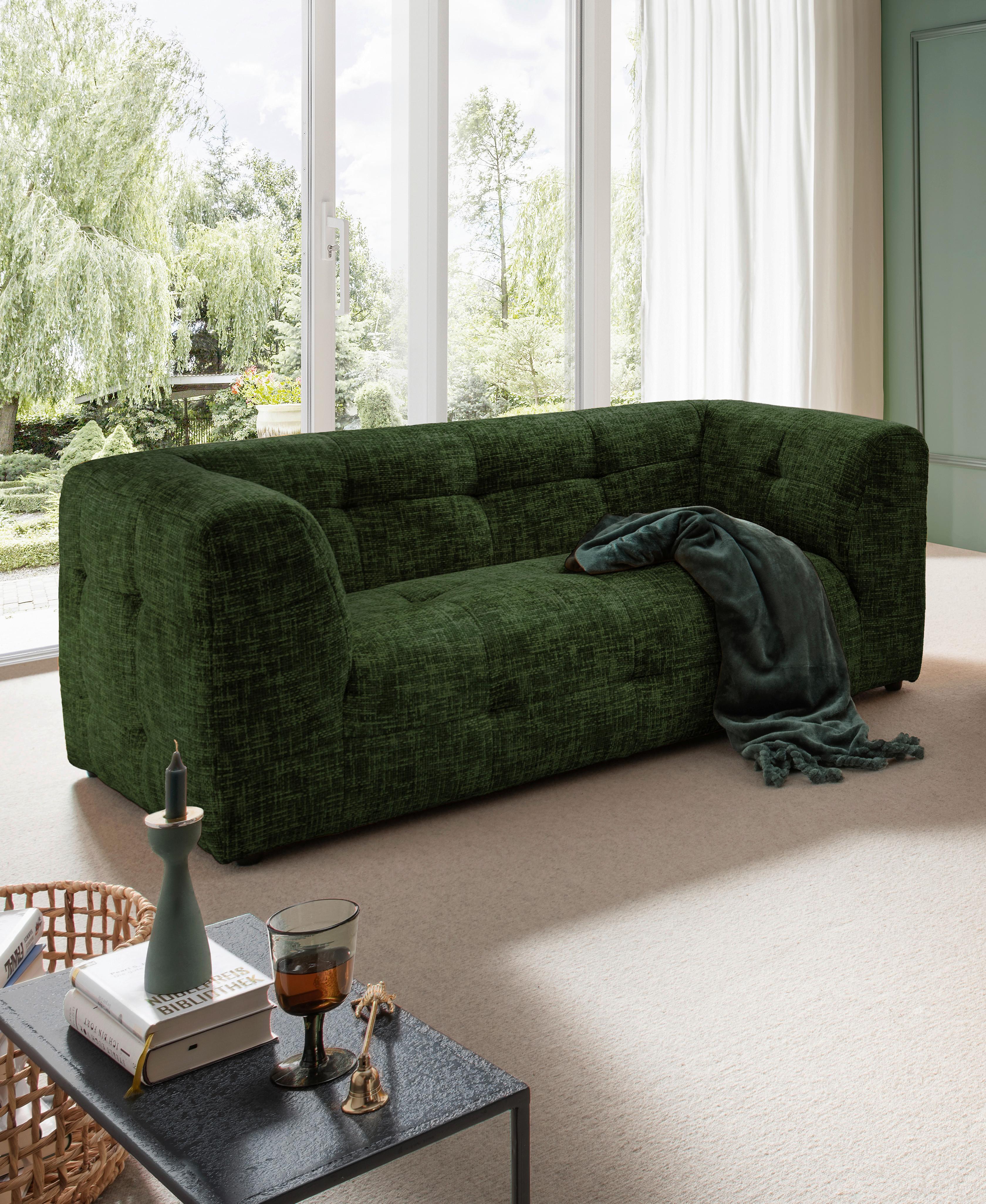 2-sitzer-sofa Velice, Dunkelgrün B: 184 Cm - Dunkelgrün/Schwarz, Design, Textil (184/72/95cm) - Livetastic