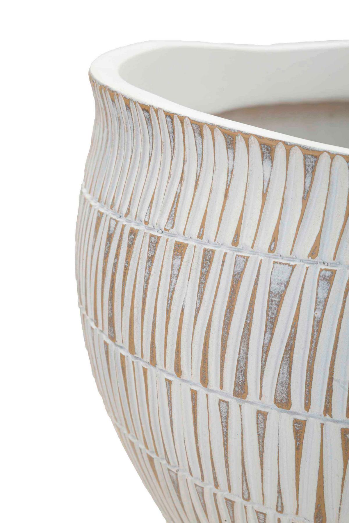 Vase Cachepot Stiky Weoß, Goldfarben B: 30,5 Cm - Goldfarben/Weiß, Basics, Kunststoff (30.5/24.5/30.5cm)