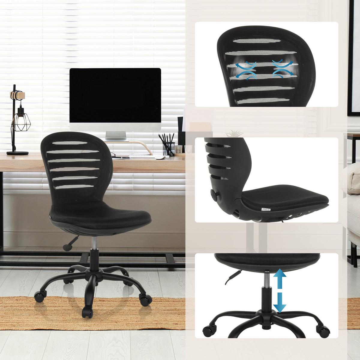 Drehstuhl Captivo Mid Schwarz B: 53 cm - Schwarz, MODERN, Kunststoff/Textil (53/84 - 93/58cm) - MID.YOU