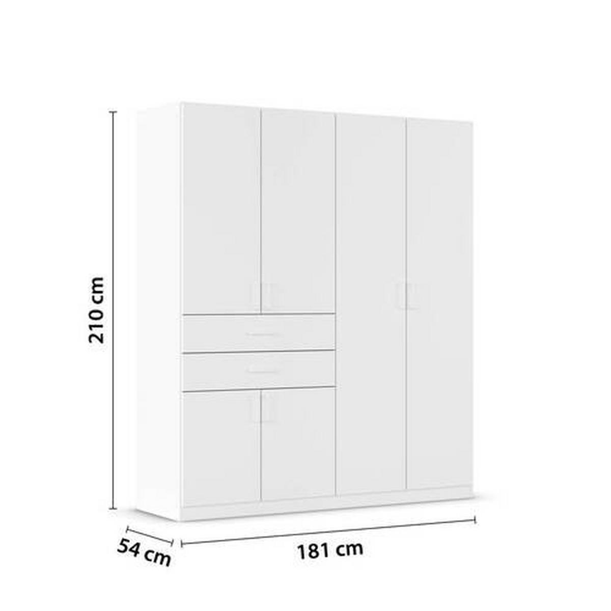Drehtürenschrank Maika Weiß B: 180 cm - Weiß, MODERN, Holzwerkstoff (180/210/54cm) - Rauch Möbel