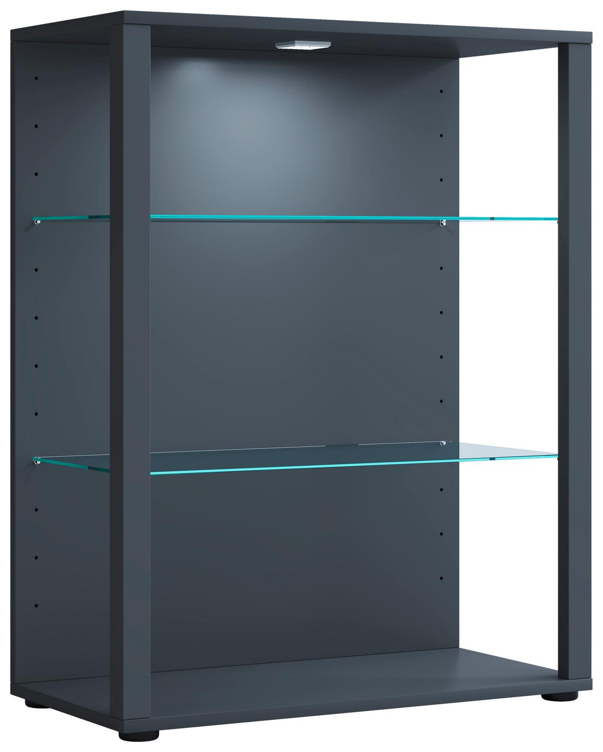 Vitrine Glasol Xl B: 70 Cm Stehend Anthrazit - Anthrazit/Schwarz, MODERN, Glas/Holzwerkstoff (70/90/35cm) - MID.YOU