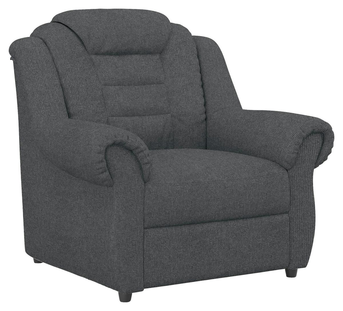 Sitzgarnitur 3-tlg. Boston Dunkelgrau - Dunkelgrau/Schwarz, KONVENTIONELL, Textil - Livetastic