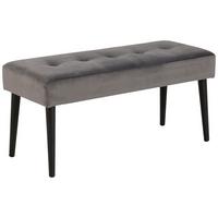 Garderobenbank Glory B: 95 cm gepolstert Samt Grau - Dunkelgrau/Schwarz, Trend, Textil/Metall (95/45/38cm) - Livetastic