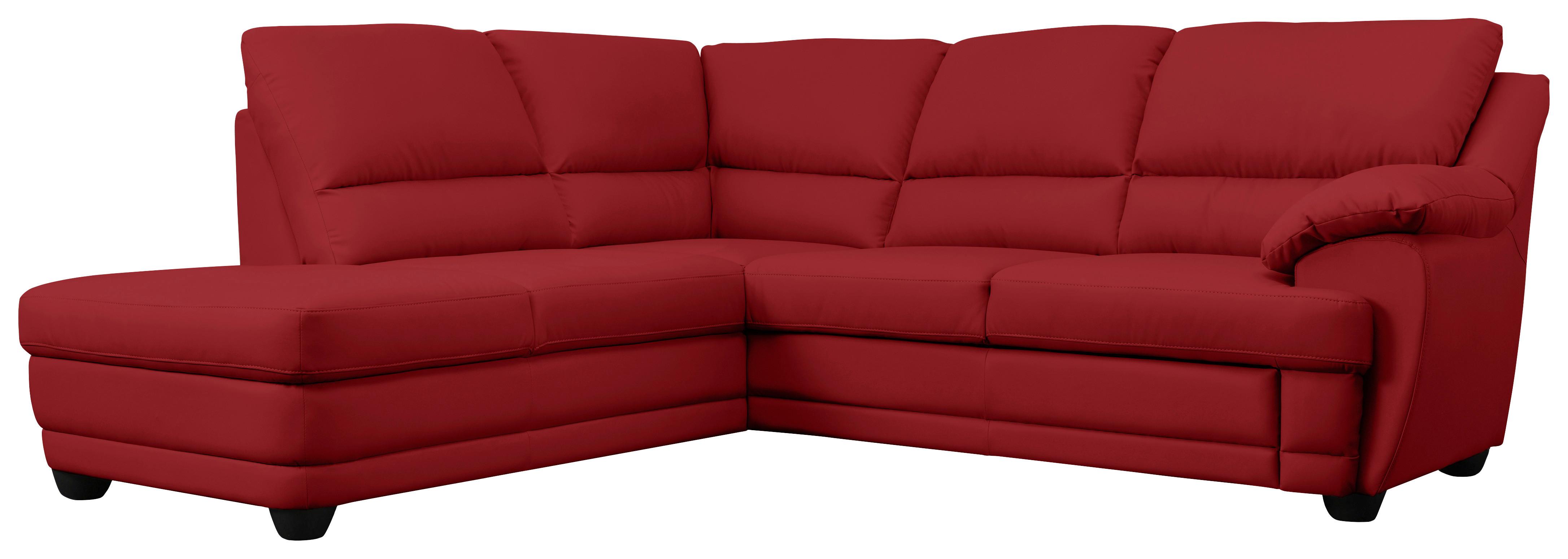Ecksofa Nebolo Rot Lederlook - Rot, Design, Textil (225/245cm) - Livetastic
