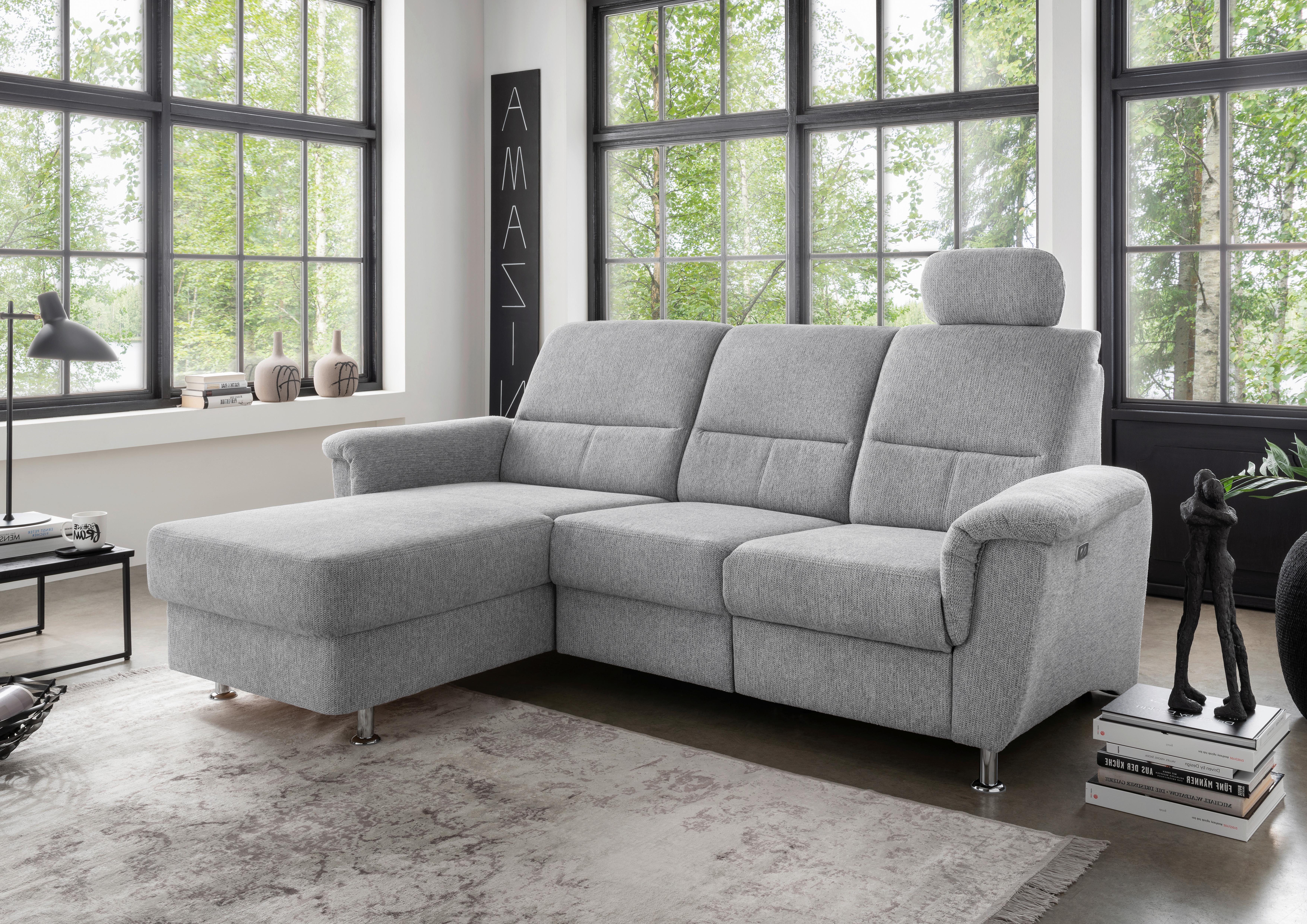 Ecksofa mit Stauraum Parole Silberfarben Chenille - Chromfarben/Silberfarben, MODERN, Textil (165/231cm) - Livetastic