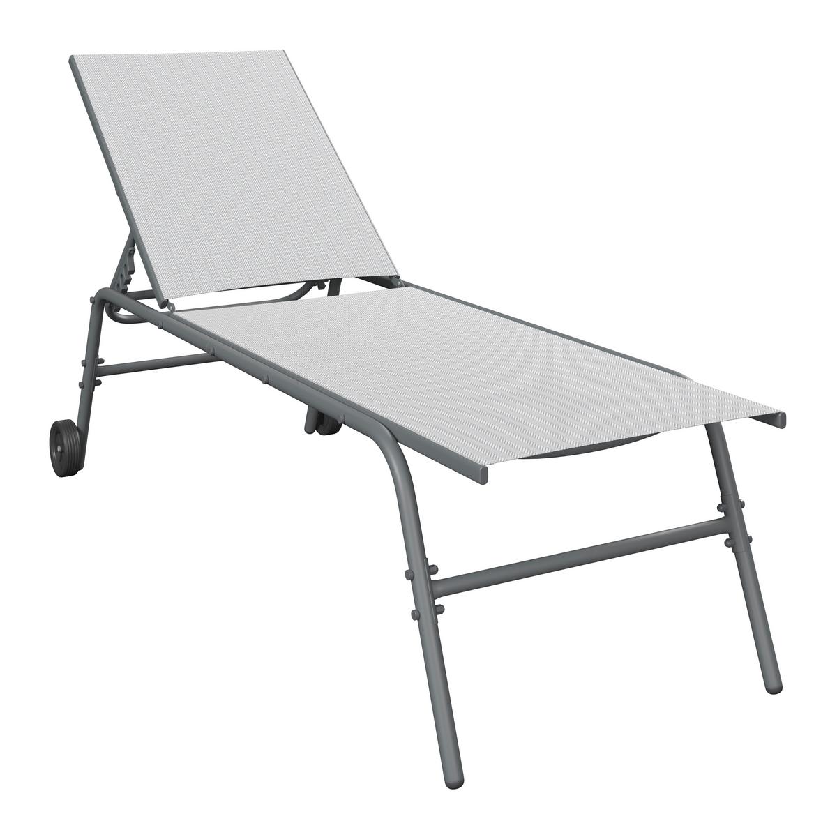 Sonnenliege Sevilla - Dunkelgrau/Hellgrau, MODERN, Textil/Metall (195/63/45cm) - Beldano