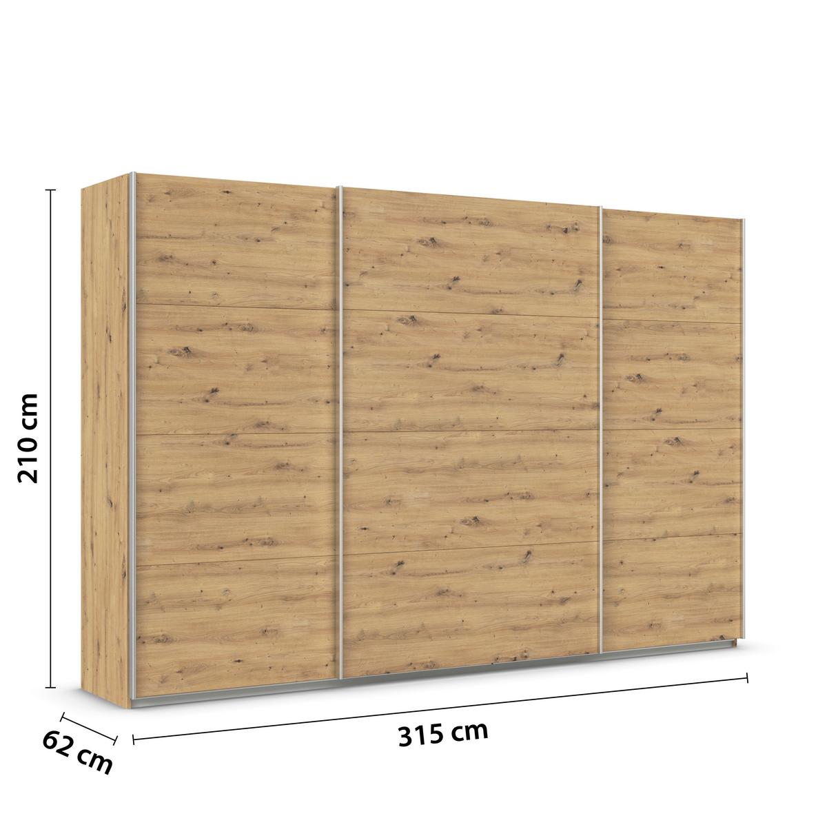 Schwebetürenschrank B: 315cm Feldkirch Eiche Dekor - Eiche Artisan, MODERN, Holzwerkstoff (315/210/62cm)