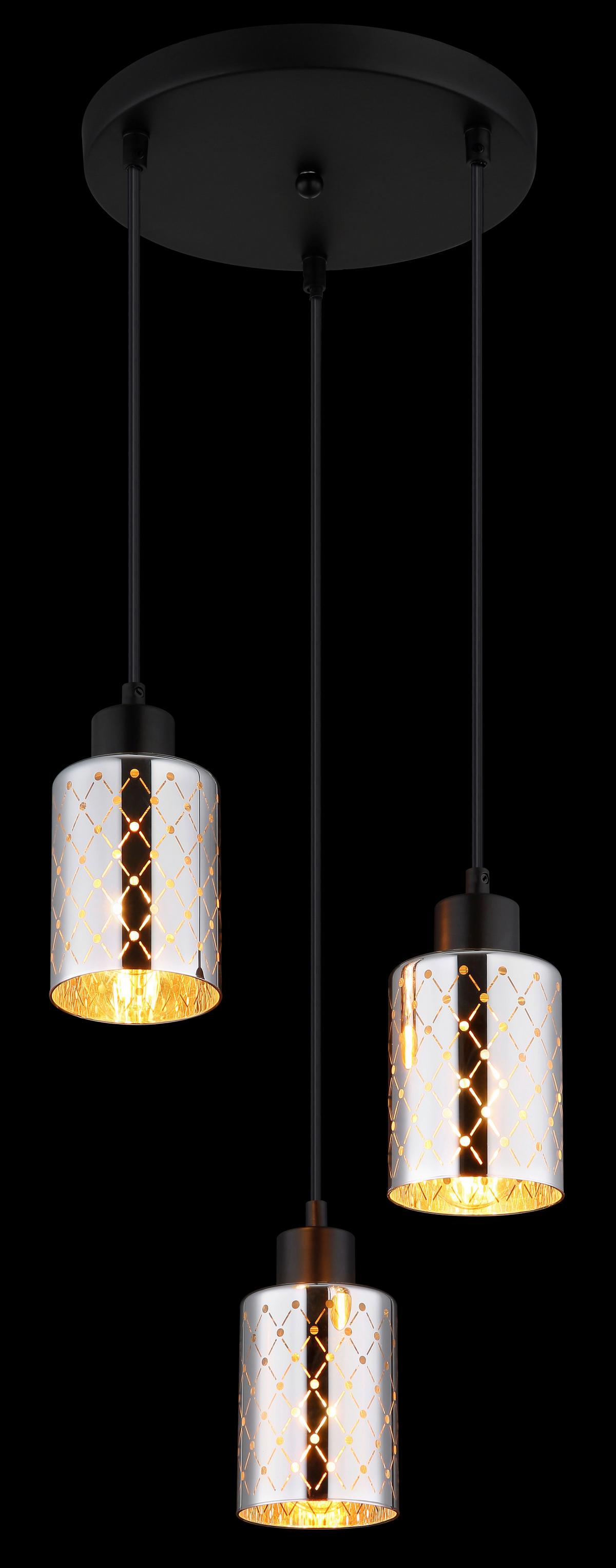 HÄNGELEUCHTE Exkl. 3xE27 40W - Klar/Chromfarben, Basics, Glas/Kunststoff (29/120cm) - Globo