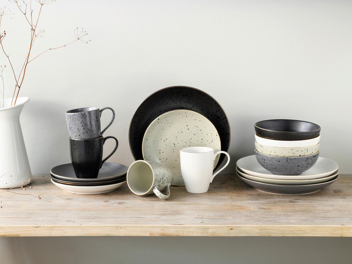 Kombinovaný servis 16-dílny - čierna/sivá, Trend, keramika (33/34/32cm) - Creatable