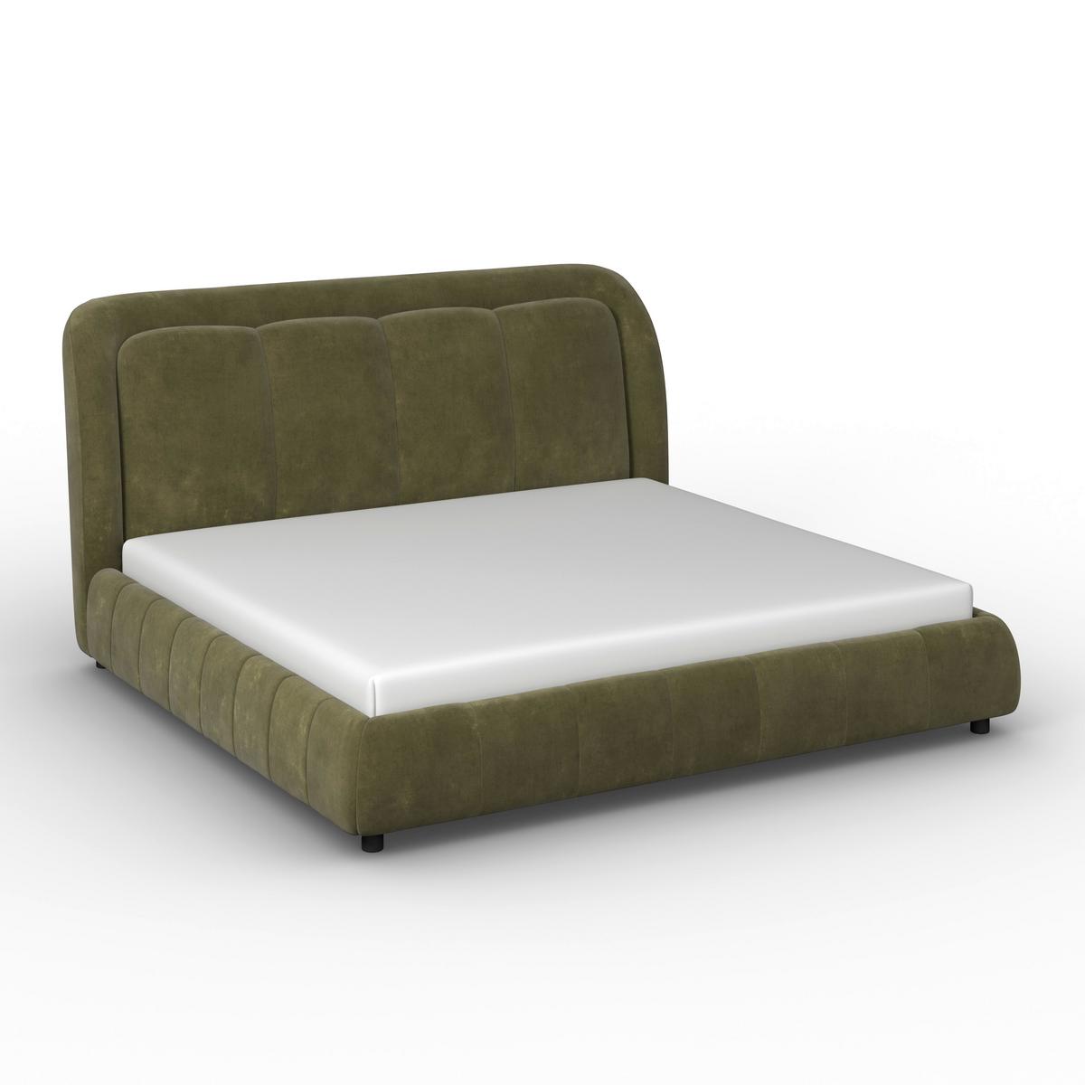 Čalúnená posteľ ANTON 180x200 cm,  tmavozelená - svetlohnedá/čierna, Modern, kov/drevo (180/200cm) - Bessagi Home