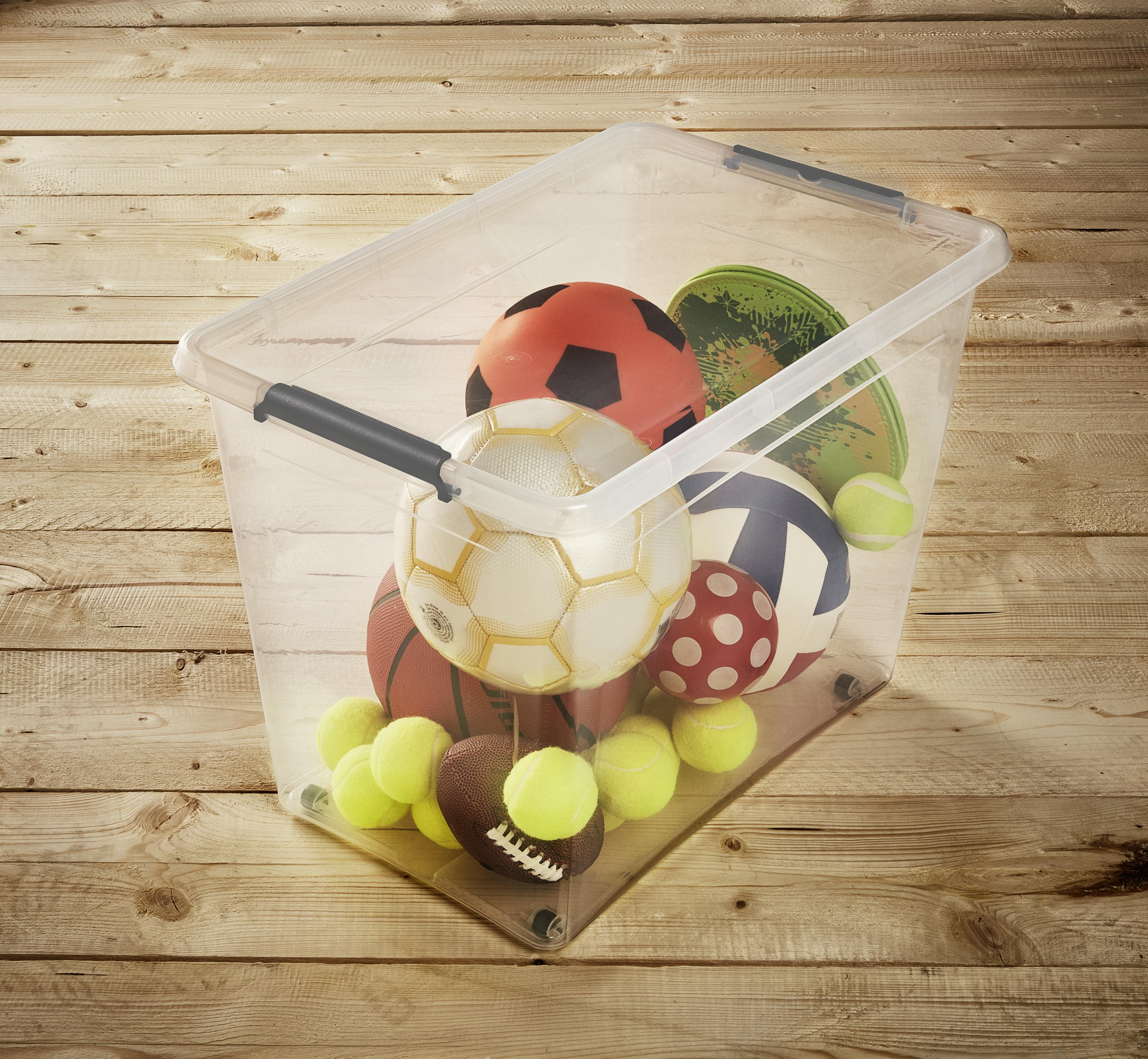 Aufbewahrungsbox mit Deckel Lars 80l, 58x39x42 cm - Transparent, Basics, Kunststoff (58/39/42cm) - Homezone