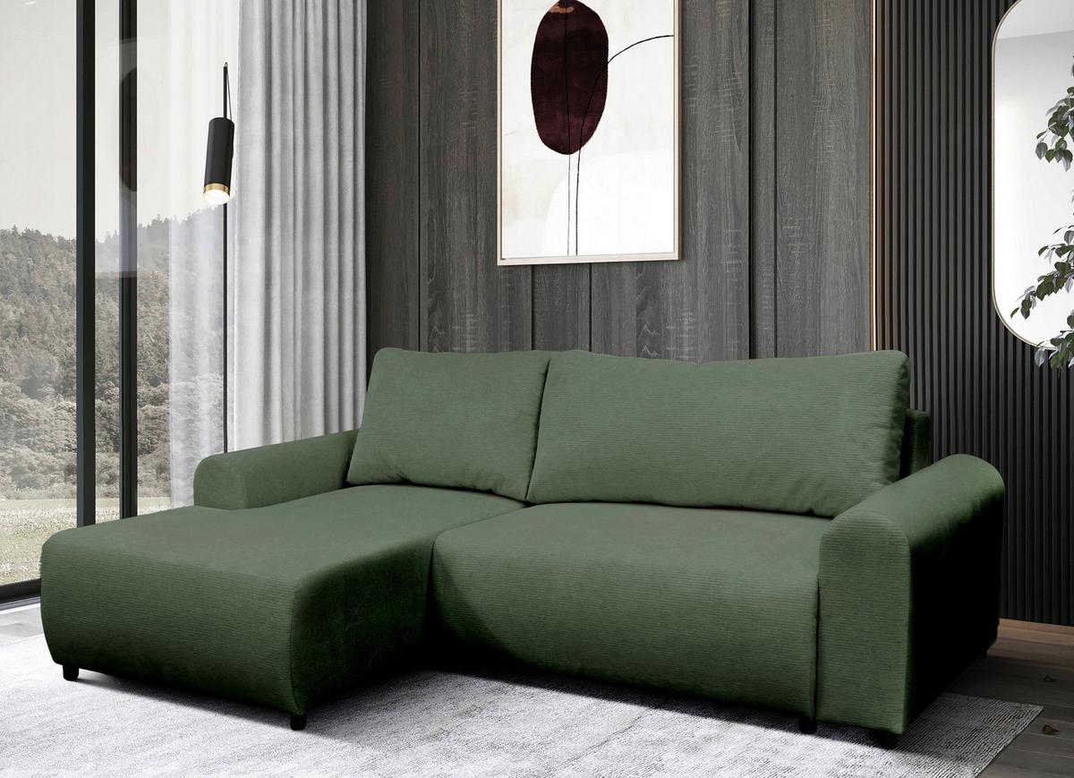 Ecksofa Velo Grün S: 160x250 cm - Schwarz/Grün, Design, Textil (160/250cm) - MID.YOU