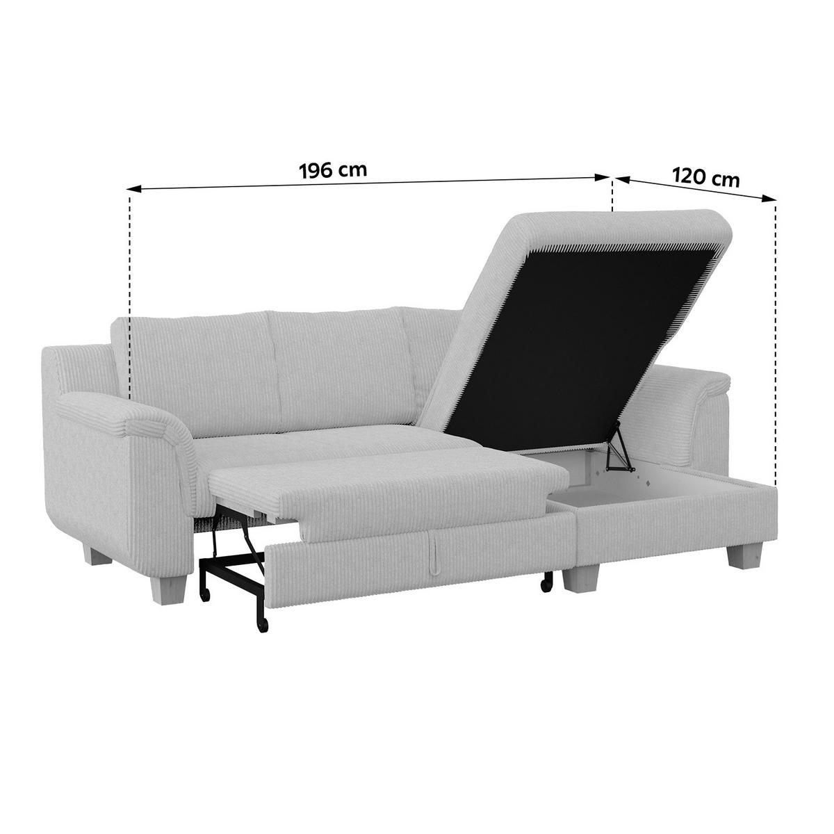 Rohová sedačka ALEX, světle modrý manšestr - přírodní barvy/světle modrá, Moderní, textil/plast (246/88cm)