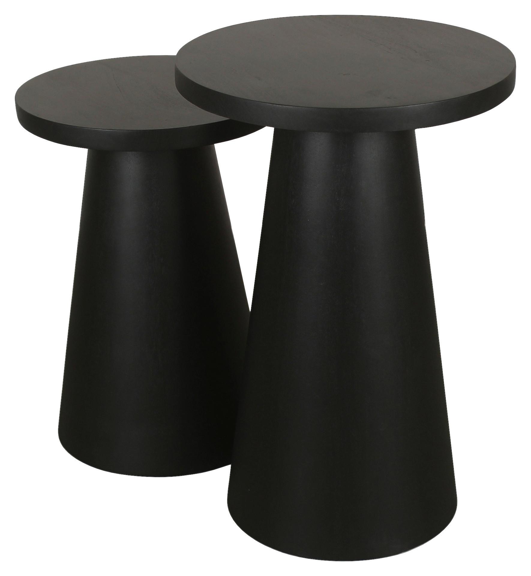 Beistelltischset Cone 2-teilig Schwarz - Schwarz, Design, Holz (30/40/40/60/50cm) - MID.YOU