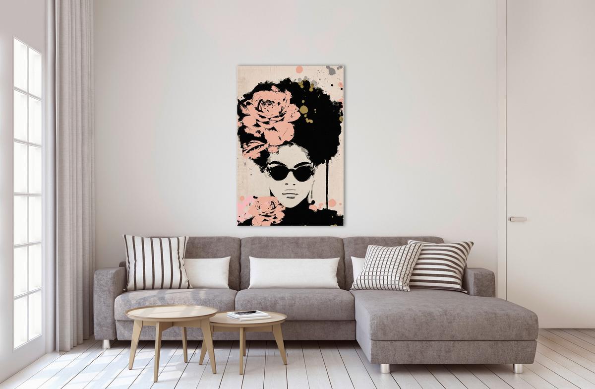 Obraz na plátne Desteny, 100/150cm - čierna/svetloružová, Basics, kompozitné drevo (100/150/3.00cm) - Modern Living